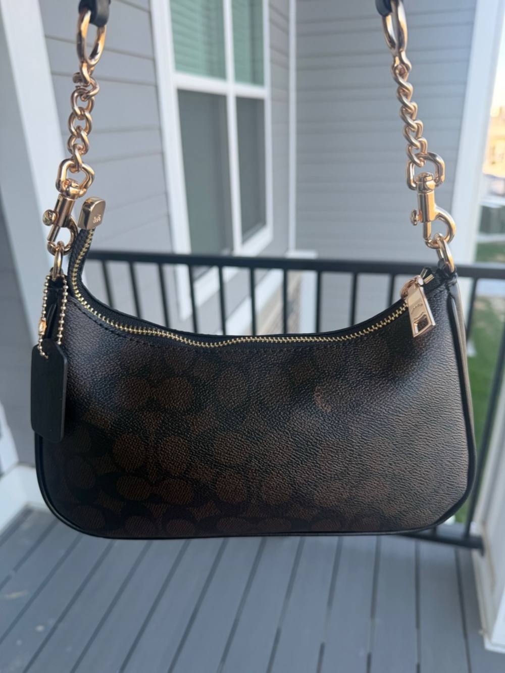 Coach Teri Shoulder Bag Walnut Black - Picture 4 of 8